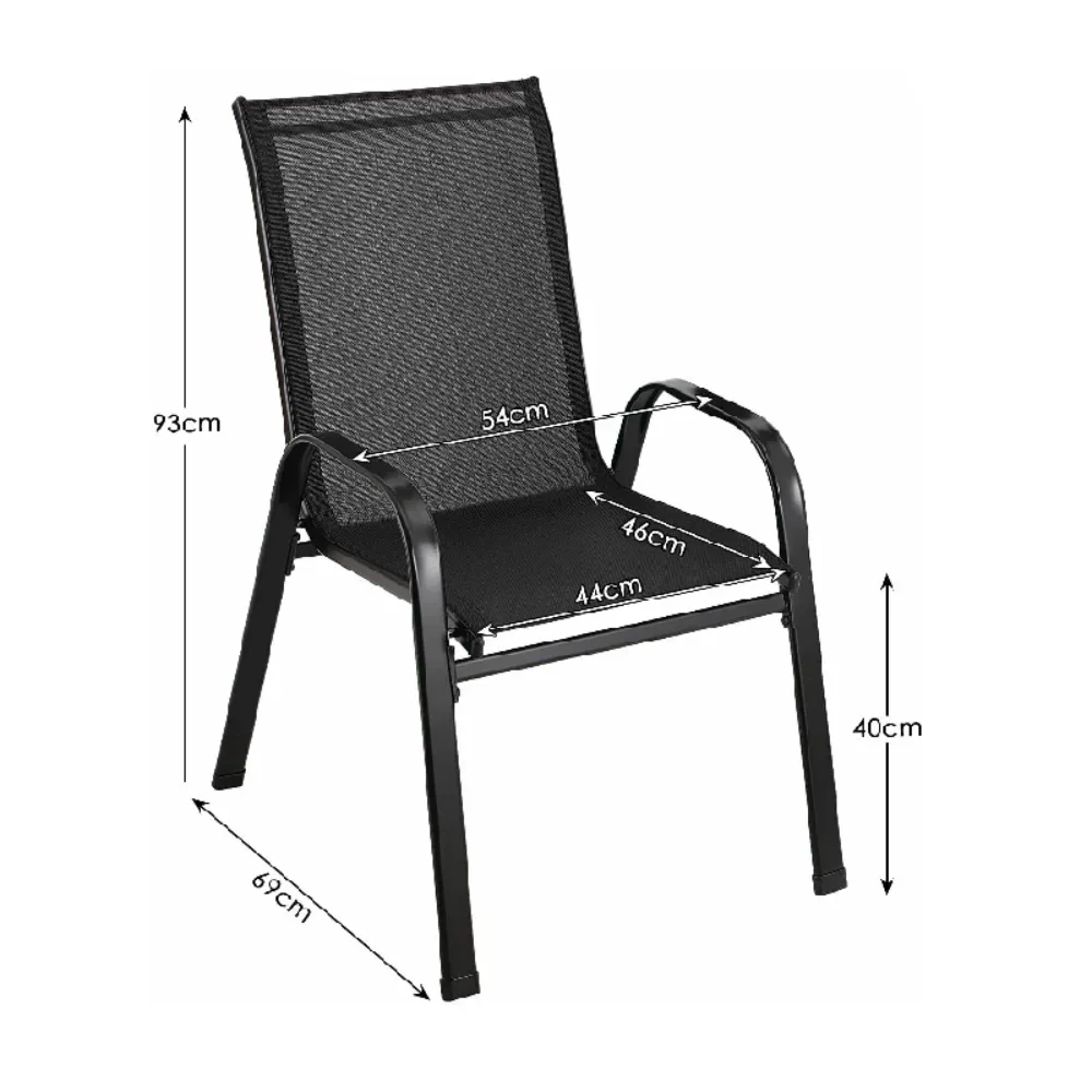 Lot de 4 Chaises de Jardin Pliantes en Acier et Tissu Teslin - Noir image 4
