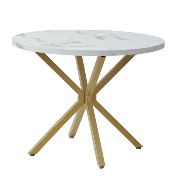 EGOONM Table à Manger Ronde Moderne - Effet Marbre 100 cm