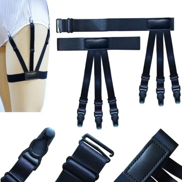Bretelles de Maintien Élastiques pour Chemise - Jarretières de Cuisse Réglables