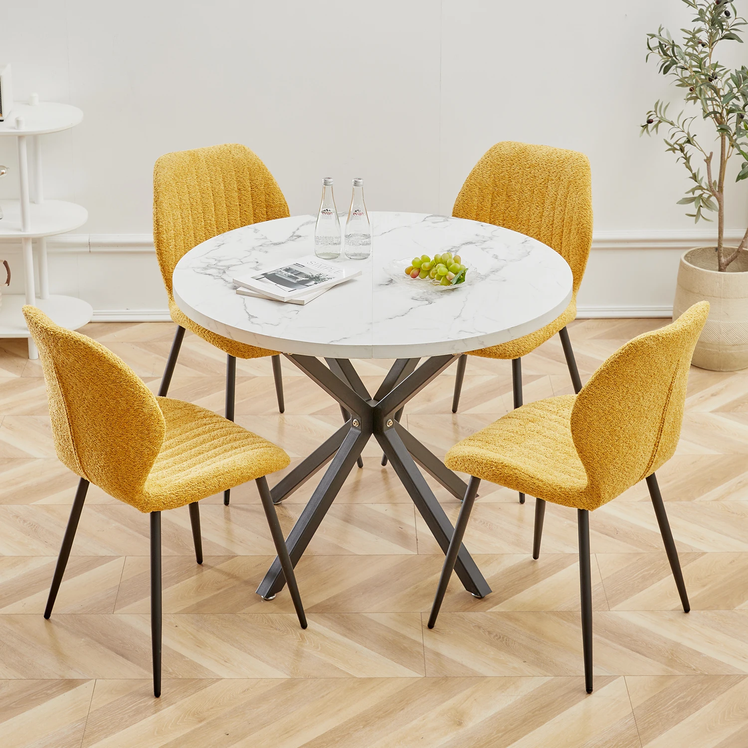 EGOONM Table à Manger Ronde Moderne - Effet Marbre 100 cm image 6