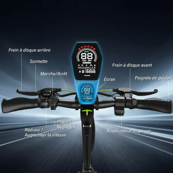 Trottinette Électrique Adulte TODIMART D6PRO Autonomie 60KM Pneus 10 Pouces vue 2